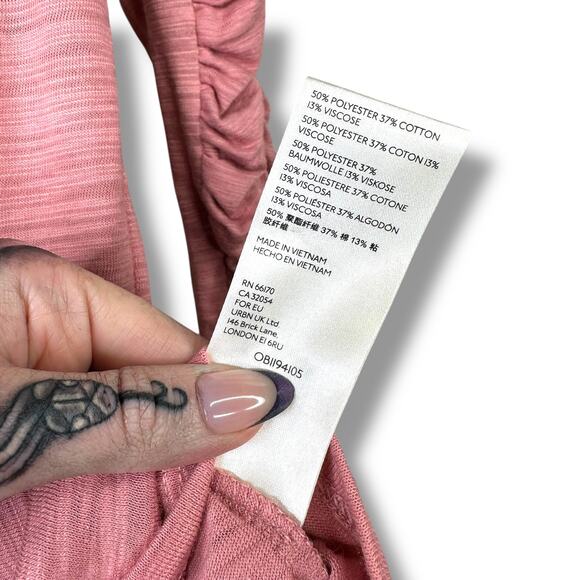 Free People We The Free NWOT Natasha Mauve Pink Ruched Long Sleeve Tee XS - Picture 6 of 6